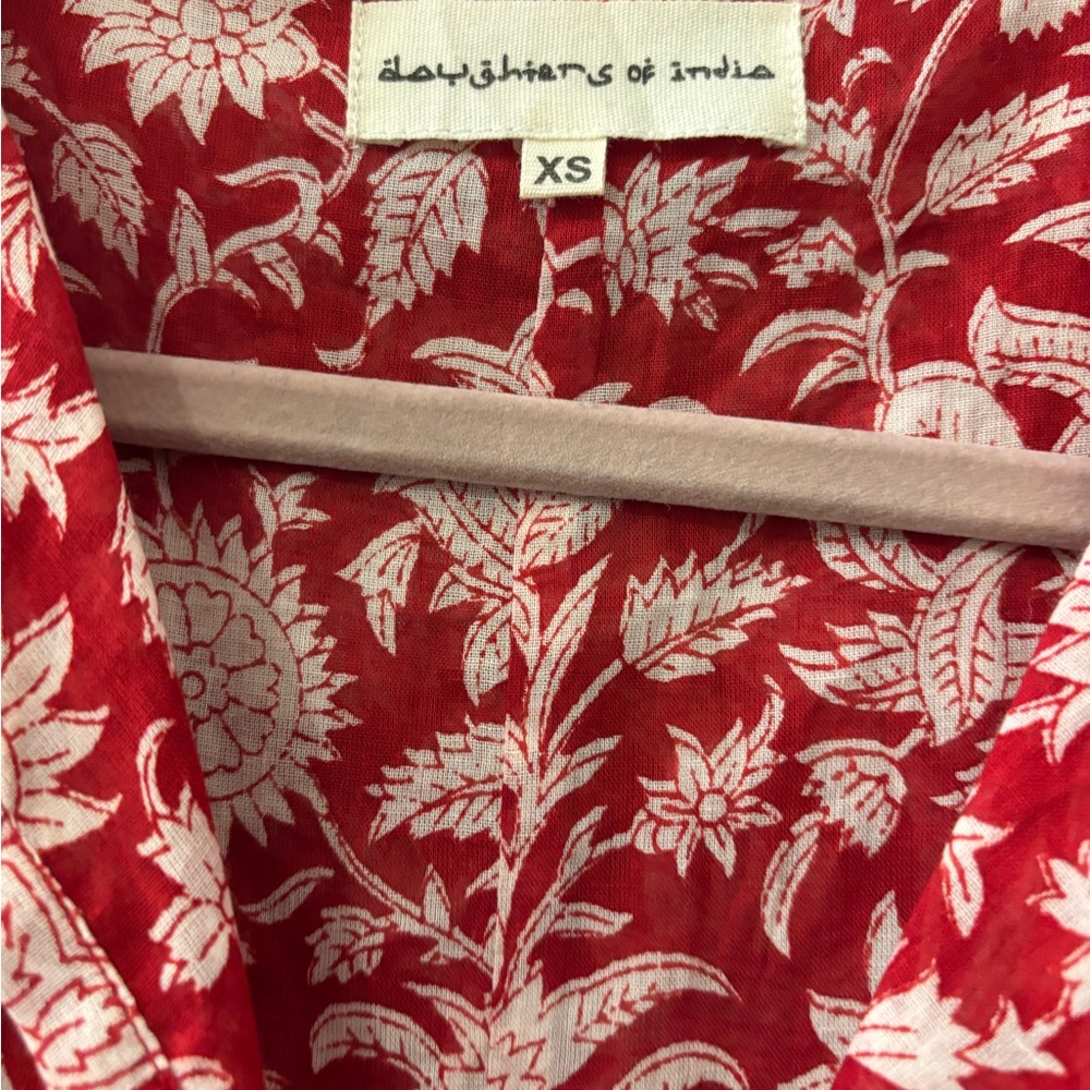 Daughters of India Crimson and Cream Floral Dress - Picture 4 of 4